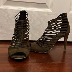 Brash Suede Caged Strappy Heels